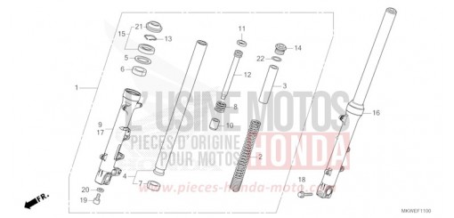 FOURCHETTE AVANT NC750XAS de 2025